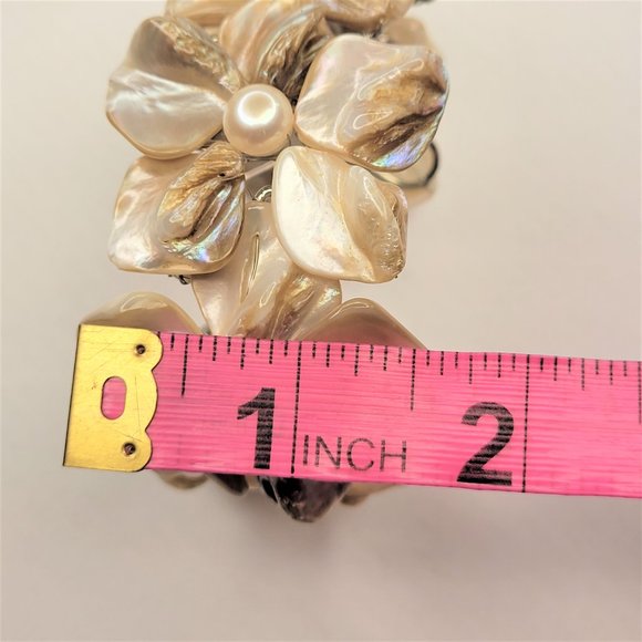 Cream White Pearl Adjustable Cuff Bangle Bracelet- NEW - Picture 11 of 12